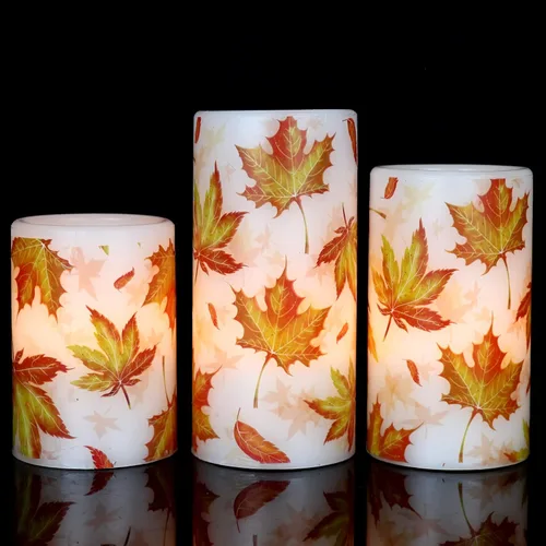 Miniatura 8 de GenSwin Velas de Navidad sin llama con temporizador remoto, juego de 2 velas LED de Navidad que funcionan con pilas con casa de nieve, Papá Noel