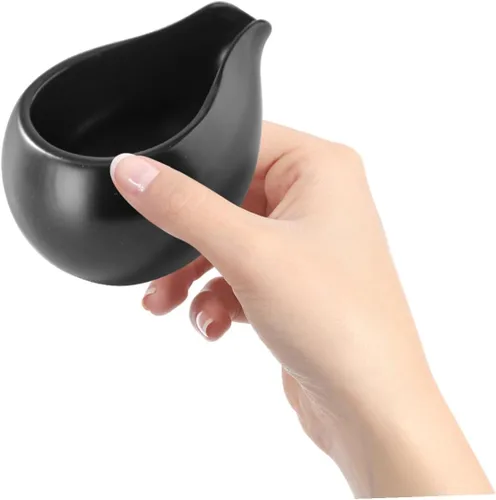 Miniatura 4 de Yardwe Jarra de leche de boca redonda de cerámica de 3.7 pulgadas con boquilla para crema de café y jarabe de mesa, ideal para uso doméstico y café