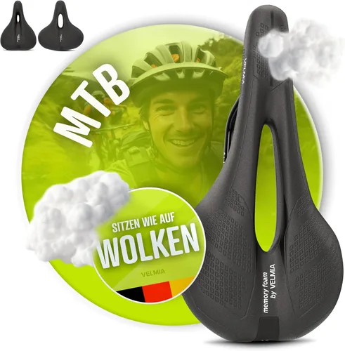 Miniatura 8 de VELMIA Sillín de bicicleta - Cómodo sillín para hombres y mujeres - Concepto de 3 zonas - Asiento de bicicleta impermeable con diseño ergonómico