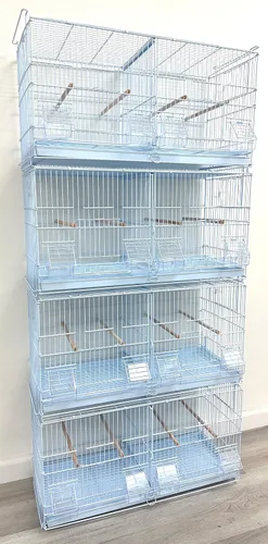 Miniatura 13 de Gran lote de jaula de vuelo para pájaros, sin óxido, galvanizada, chapada en zinc, apilable, con divisor central removible y puertas para nido