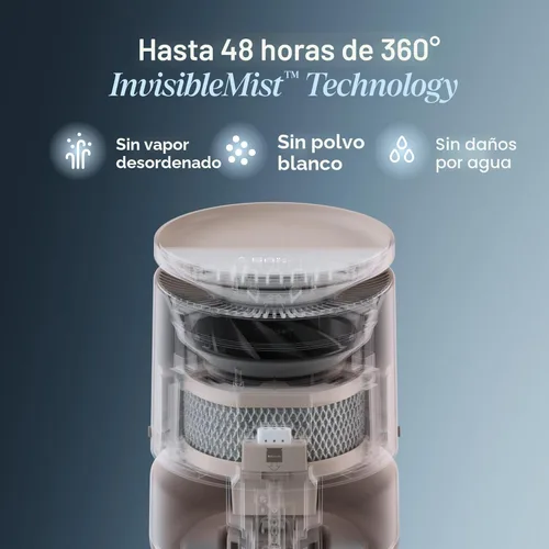 Miniatura 4 de BLUEAIR Humidificador de Habitación - DreamWell - 48 Horas Llenado Superior Sin Niebla Tecnología InvisibleMist Piedra Aromática para Aceites Beige