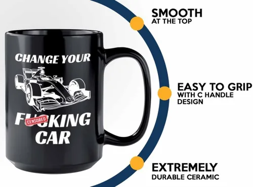 Miniatura 4 de Taza de café Racer de 15 onzas, color negro, cambia tu coche, Fuel Speed Racer Car Guys Circuit Automotriz Racing Boy Regalos para él, papá