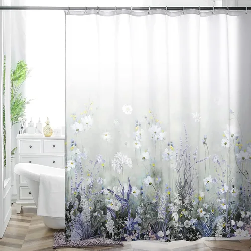 Miniatura 10 de HMS Happy Memories Cortina de Ducha con Estampado Floral Bohemio de Planta Boho, Tela de Poliéster para Decoración de Baño 72 x 72 Pulgadas