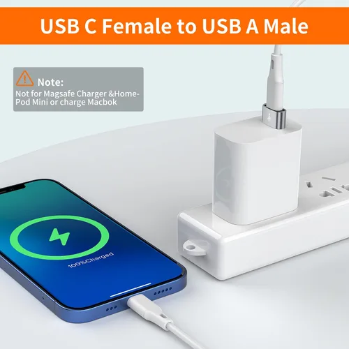 Miniatura 2 de JXMOX Adaptador USB C hembra a USB macho, paquete de 4, convertidor de cable de carga tipo C a USB A, compatible con iPhone 11, 12, 13, 14, 15, 16