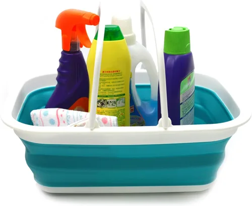 Miniatura 7 de SAMMART Juego de 2-15.5L (4.1 galones) bañera plegable con asa – Cesta de picnic portátil al aire libre/cráter – Bolsa de compras plegable