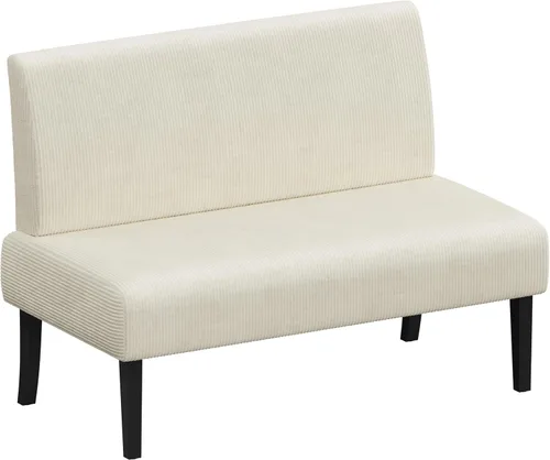 Yaheetech Mini sofá pequeño sin brazos para dormitorio, tela de pana y fácil montaje, para espacios pequeños, sala de estar, dormitorio, oficina,
