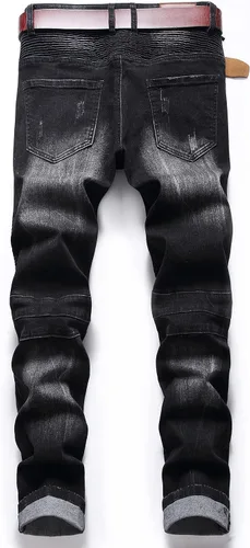 Miniatura 2 de Liuhond Skinny Slim Fashion - Jeans elásticos de motociclista de Hip Hop con agujeros rectos rasgados.