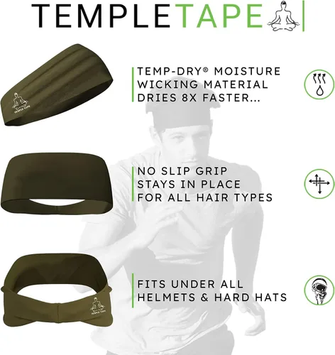 Miniatura 5 de Bandas de sudor Temple Tape - Diademas de entrenamiento para mujeres y hombres - Bandas de sudor para hombres - Bandas de sudor para deportes