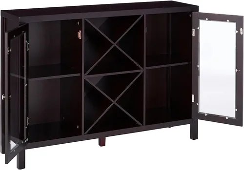 Miniatura 5 de Aparador con estantería para vinos, Kings Brand. Mesa tabla lateral con almacenamiento, Espresso
