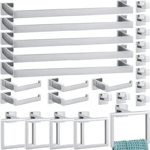 Miniatura 12 de Gisafai Juego de 15 piezas de accesorios de baño negros de 23.6 pulgadas, kit de barra de toalla de baño de acero inoxidable, toalleros, ganchos