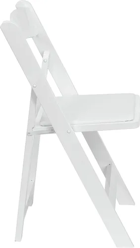 Miniatura 6 de EMMA + OLIVER Paquete de 2 sillas plegables de madera blanca con asiento acolchado de vinilo Blanco