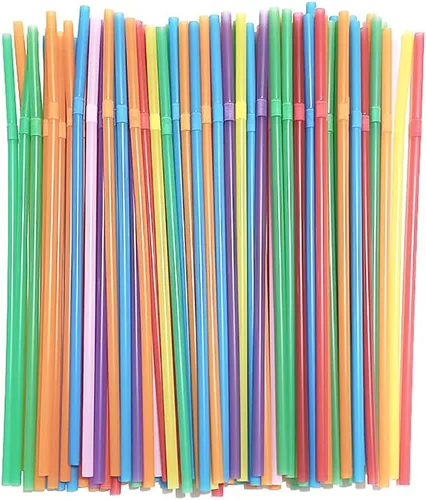 Miniatura 8 de Pajitas flexibles para beber, 100 unidades, diámetro 0.197 in, longitud 8.3 in, plástico, varios colores sólidos puros