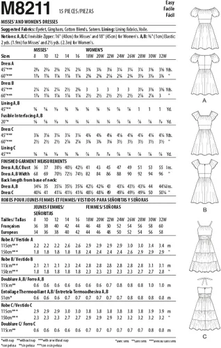 Miniatura 2 de McCall M8211B5 - Kit de patrón de costura para vestido ajustado y acampanado con variaciones de estilo, código M8211, tallas 8-10-12-14-16