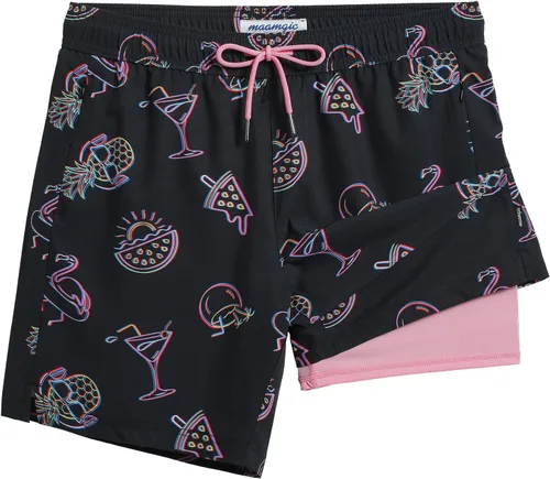 Miniatura 10 de maamgic Traje de Baño para Hombre 2 en 1, Pantalones Cortos de Natación de 17.8 cm para Hombre, Trajes de Baño, Pantalones Cortos de Tabla