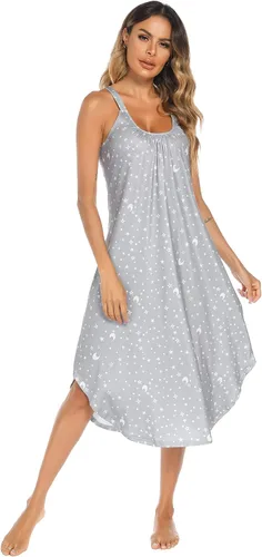 Miniatura 2 de Camisón largo sin mangas para mujer, con tirantes anchos, camisola suelta de verano