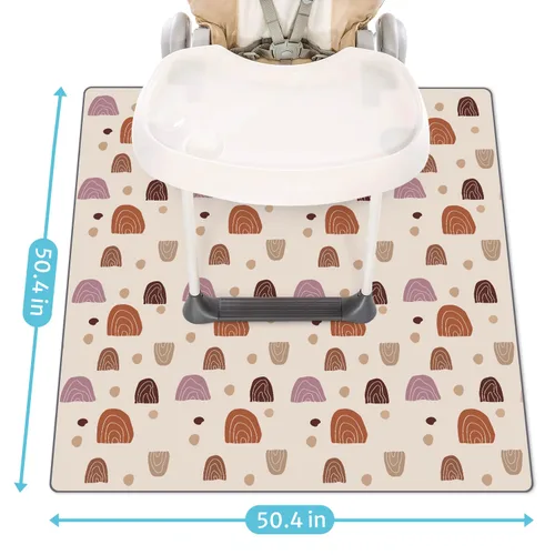 Miniatura 3 de Blissful Diary Tapete para Salpicaduras de Bebé para Debajo de Silla Alta, 50.4 x 50.4 Pulgadas Tapete Limpiable contra Salpicaduras, Impermeable