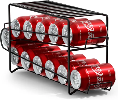 Sorbus Soda - Dispensador y organizador de bebidas para 12 latas estándar de 12 onzas, compatible con refrigerador (1 paquete, negro)