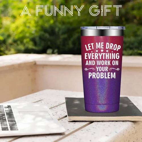 Miniatura 3 de BIRGILT Let Me Drop Everything and Work on Your Problem, Vaso Térmico de 20oz - Regalos para Compañeros de Trabajo para Navidad - Divertidos Regalos