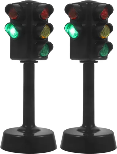Kisangel 2 luces de tráfico para niños, modelo de señales de tráfico de educación temprana para jugar en casa, colores surtidos, 4.33 x 1.77 x 1.77