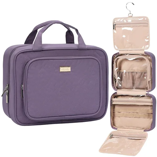 Miniatura 16 de NISHEL Neceser de viaje para mujer, organizador de artículos esenciales de maquillaje, estuche colgante para accesorios, cosméticos, Egeo-azul, M