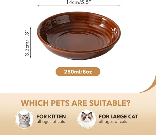Miniatura 2 de Havniva Platos de cerámica anchos para gatos con protección para bigotes, juego de 3 tazones de cerámica para gatos, plato antideslizante