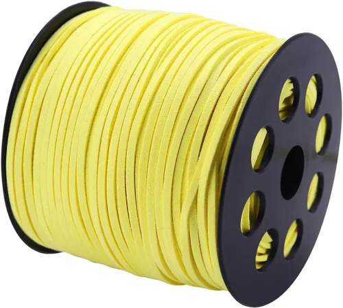 Miniatura 13 de Cordón plano de gamuza de 0.104 in x 100 yardas, cuerda de cuero con carrete en rollo, cordón de piel sintética para hacer joyas, collares, Azul