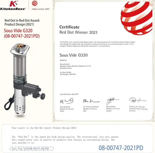 Miniatura 8 de Olla de cocción lenta Sous Vide ultrasilenciosa: KitchenBoss G320 - Olla de cocción lenta impermeable IPX7, motor CC, sin escobillas, 1100 W, G320