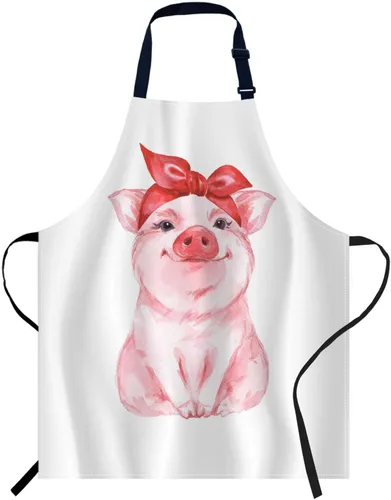 Miniatura 15 de oFloral Delantal con peto de elementos blancos y negros con cuello ajustable para hombres y mujeres, adecuado para el hogar, cocina, camarera, chef