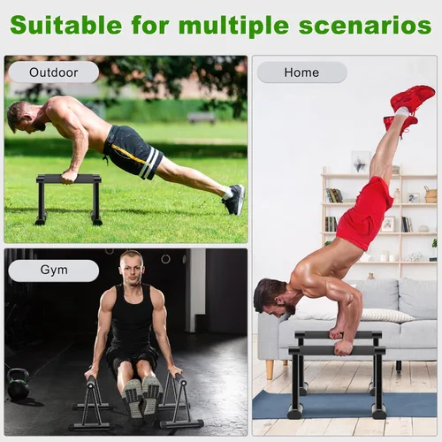 Miniatura 5 de Dolibest Push Up Bar, 12'' High Parallettes Bars with 8 Rubber Feet & Foam Handle, Dip Bars with Stable Triangle Base for Calisthenics, Handstand