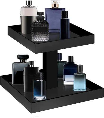 YAGELI Organizador de Perfumes Negro para Hombres - Estante Organizador de Colonias Acrílico de 2 Niveles para Hombres, Almacenamiento de Tocador