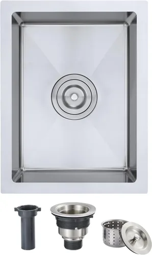 Miniatura 17 de Fregadero de cocina de 23 x 18 x 9 pulgadas, fregadero de cocina hecho a mano de acero inoxidable 304, radio ajustado R10, fregadero de cocina