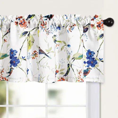 Miniatura 11 de Leeva - Cortinas pequeñas con estampado de pájaros, 24 pulgadas de largo, conjunto de paneles para ventanas, diseño de estampado de pájaros