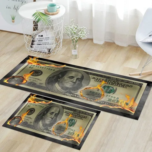 Miniatura 9 de GUBIYU Alfombra de baño negra para baño, alfombra negra y dorada, alfombra de área grande, alfombra de área moderna, alfombra de piso de cien