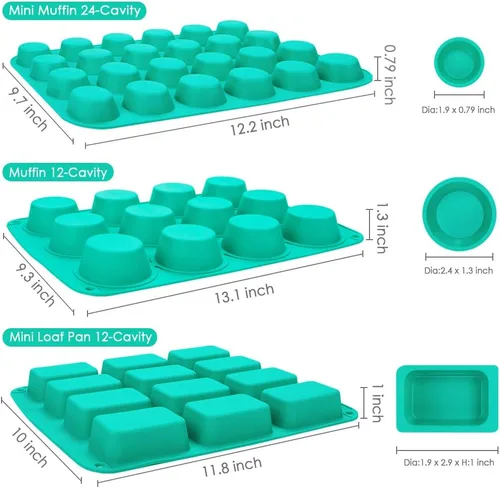 Miniatura 4 de Webake Juego de 4 moldes de silicona para tartas para magdalenas, cupcakes, tarta brownie, diferentes moldes para hornear