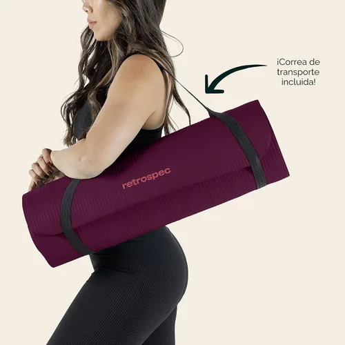 Miniatura 7 de Retrospec Solana - Tapete de yoga de 1 pulgada de grosor con correa de nailon, unisex, antideslizante, para yoga, pilates, estiramiento, ejercicios