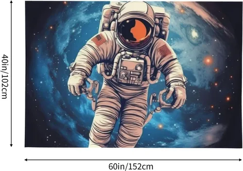 Miniatura 2 de Astronauta Planet Print Tapestry Multifunctional Wall Hanging 60 X 40 Inch Wall Blanket Wall Art Decor For Living Room Bedroom Dorm Outdoor Camping