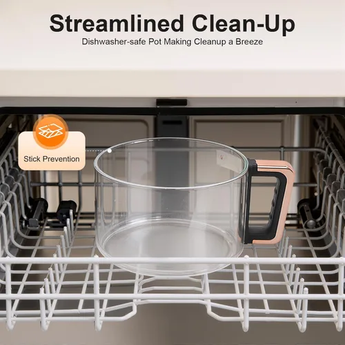 Miniatura 8 de Freidora de aire de 4.44 cuartos de galón, cesta de vidrio de borosilicato, antiadherente y apta para lavavajillas, vista de 360°, temperatura Blanco