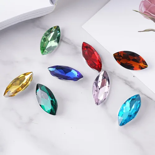 Miniatura 3 de Diamantes de imitación grandes de cristal de 0.512 x 1.063 in, piedras preciosas en forma de ojo de caballo para manualidades, fabricación de joyas