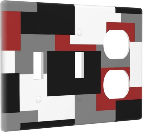 Miniatura 196 de Placa Decorativa de Pared Beige Boho de Mediados de Siglo Sol Abstracto 1-Gang Retro Años 70 Arte Geométrico Moderno con Arco Eléctrico Interruptor