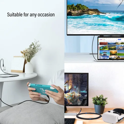 Miniatura 6 de Pocxwa - Cable de video USB-C a USB-C 3.2 Gen 2x2, cable de carga USBC de 240 W de 5 pies 4K a 144 HZ, transferencia de datos de 20 Gbps