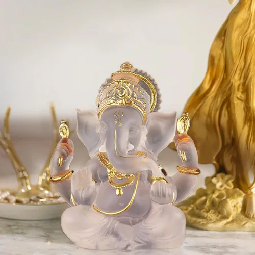 Miniatura 4 de Estatua de Ganesha, estatua de Ganesha, estatua de Buda hindú (blanco)