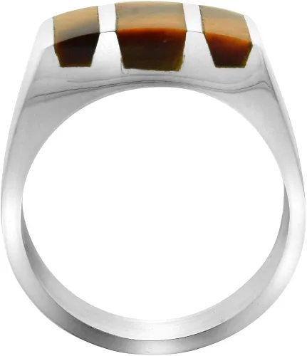 Miniatura 2 de Anillo rectangular de plata de ley con diseño de ojo de tigre para hombre, hecho a mano, tallas 9-13