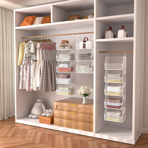 Miniatura 4 de PUPPYCUTE Organizador y almacenamiento de armario colgante, estantes colgantes de ropa, cestas de alambre para ropa, suéteres, bolsos, zapatos