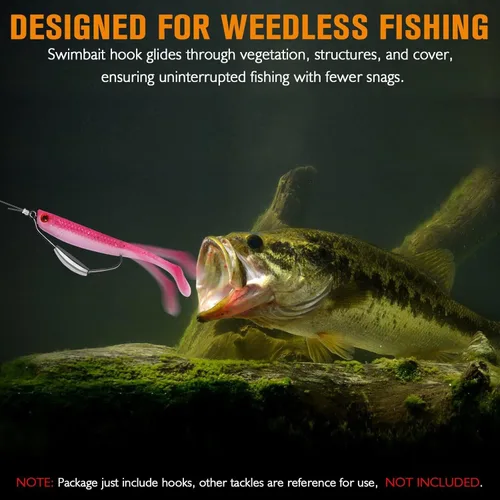 Miniatura 5 de Dovesun 12PCS/44PCS Anzuelos Ponderados de Natación Anzuelos de Pesca Ponderados Anzuelos de Agua Salada y Agua Dulce de Gusano Sin Malas Hierbas