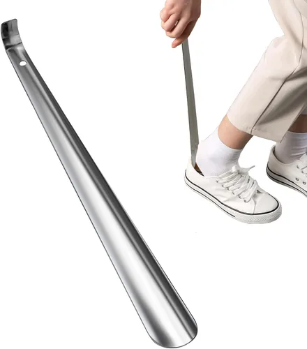 Cuerno de zapatos de mango largo para personas mayores, calzadores de metal de 16.5 pulgadas de largo para hombres, mujeres y niños, herramienta de