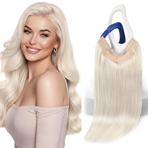Miniatura 21 de Sunny Hair - Extensiones de cabello humano con banda invisible, color rubio platino (#60), 20 pulgadas