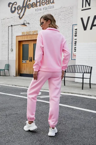 Miniatura 5 de Conjunto deportivo de 2 piezas con media cremallera para mujer, conjunto de sudadera para viajar