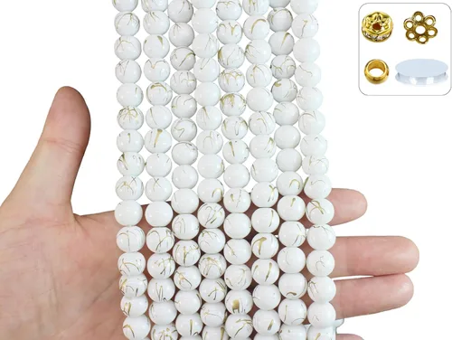 Miniatura 15 de 848 cuentas redondas de cristal agrietado – 0.236 pulgadas, 0.315 pulgadas, 0.394 pulgadas, 0.394 pulgadas, jade artificial para hacer joyas
