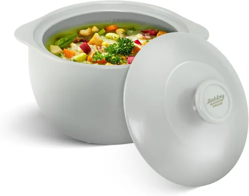 MINH LONG - Horno holandés de porcelana de 1 cuarto de galón con tapa, sin plomo ni cadmio, apto para horno hasta 482 °F, retención de calor, olla