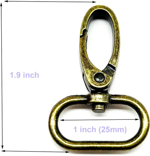 Miniatura 2 de Cierre giratorio de 1 pulgada Langosta Bronce Antiguo 40pcs Metal Ganchos giratorios duraderos para bolso, mochila, collares de perro, correa